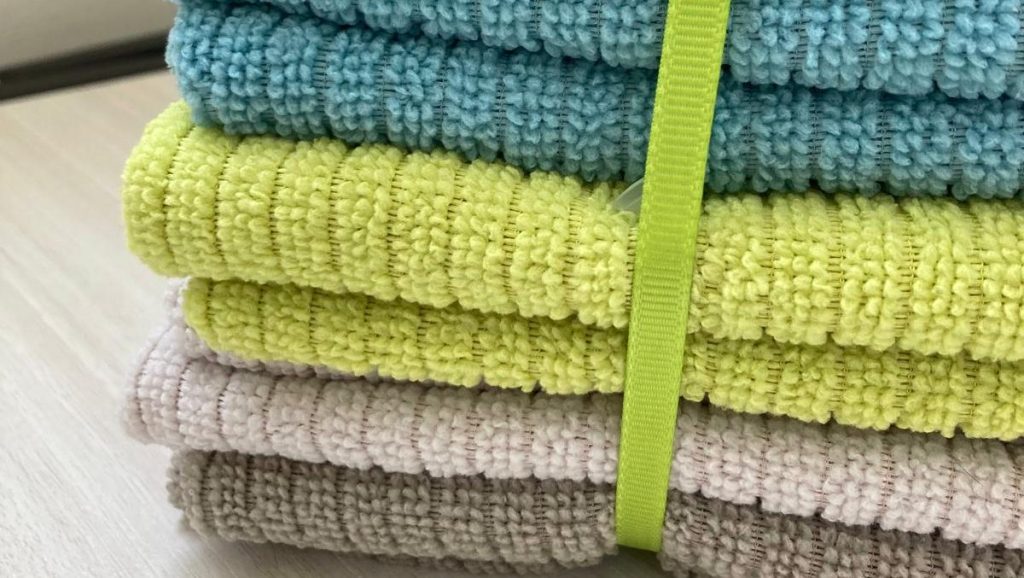Colourful microfibres cleaned and ready for cleaning