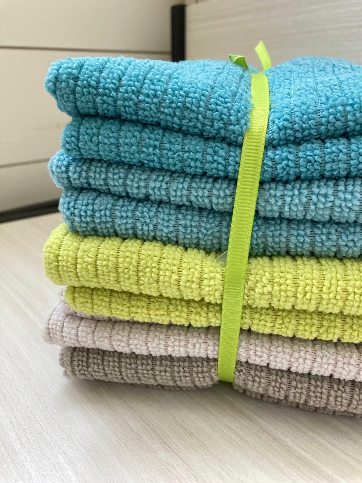 Colourful microfibres cleaned and ready for cleaning