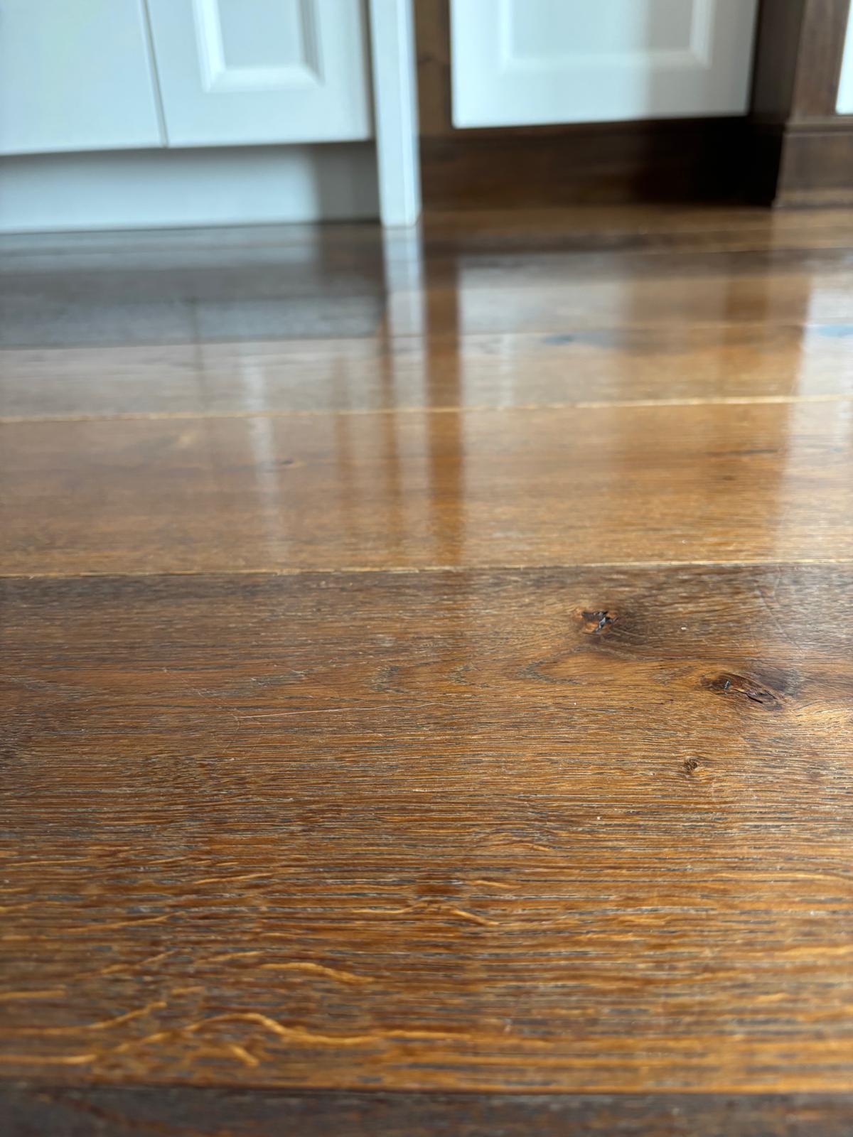 Black walnut floors after having been cleaned by The Little Mop using a specialised chemical