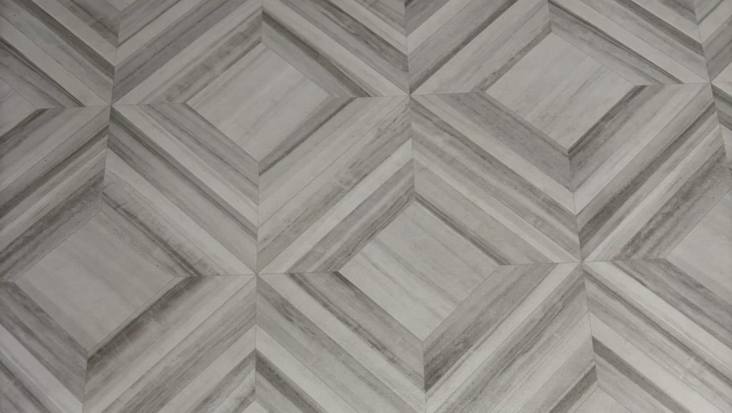 A patterned hard floor after vacuuming and mopping